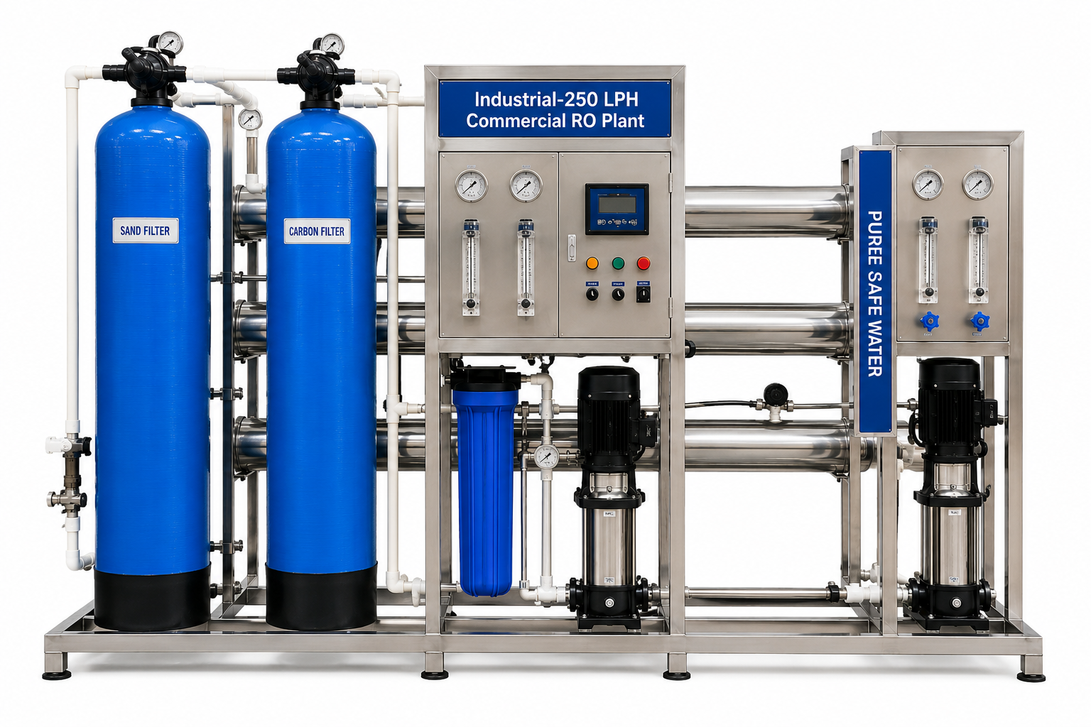 Industrial 250 LPH Commercial RO System Frame